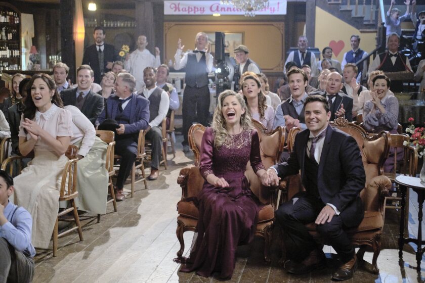 Movie night at the saloon of Hope Valley